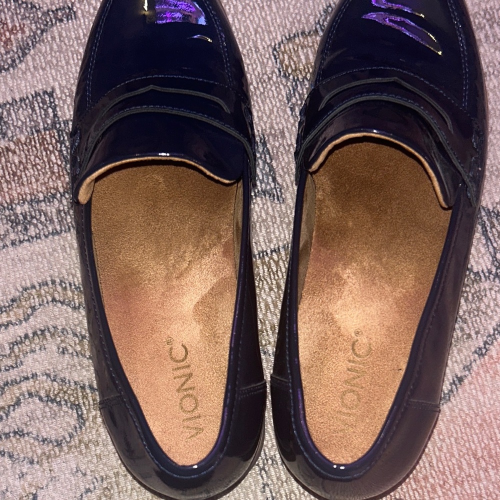Vionic Dark Blue Patent Loafers - Picture 3 of 4